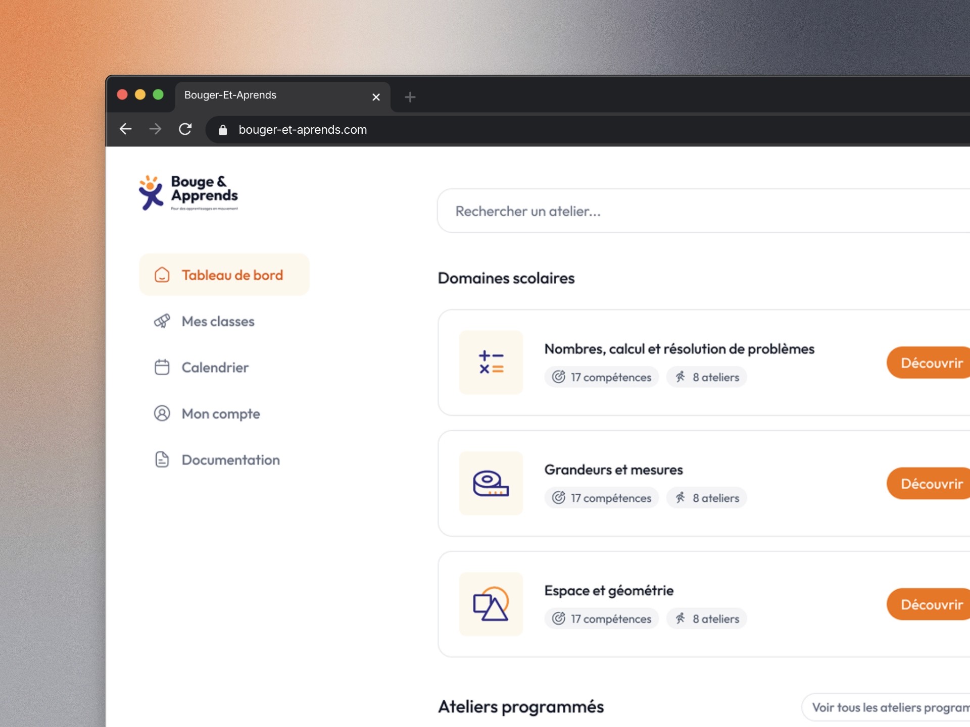 Aperçu du projet Bouge & apprends